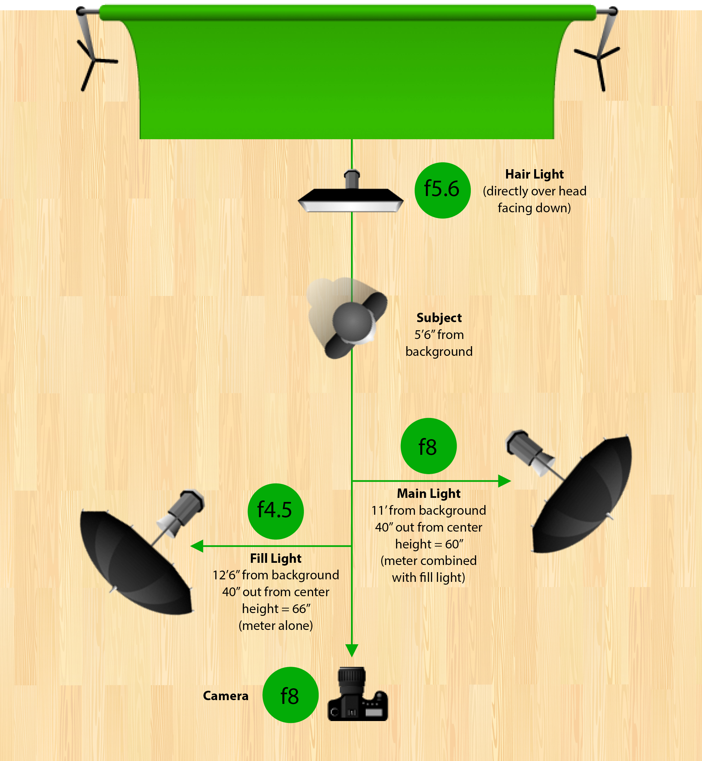 ePhoto 10 X 20 Large Chromakey Chroma Key Green Screen Support Stands 3  Point Continuous Video Photography Lighting Kit H9004SB-1020G