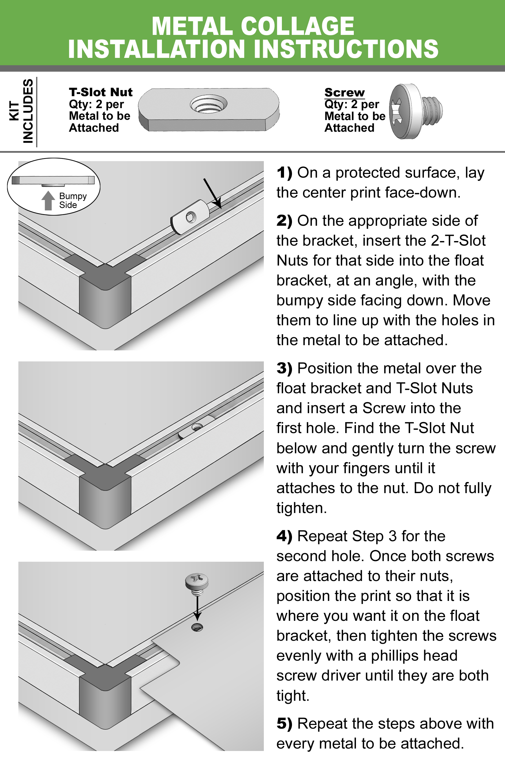 Metal Print Collage Assembly Instructions