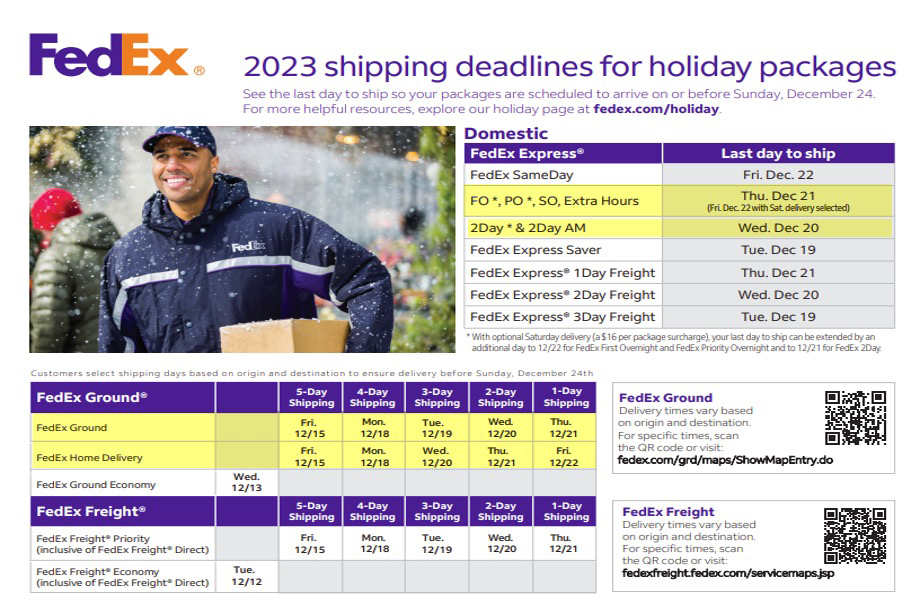 FedEx 2023 Shipping Deadlines